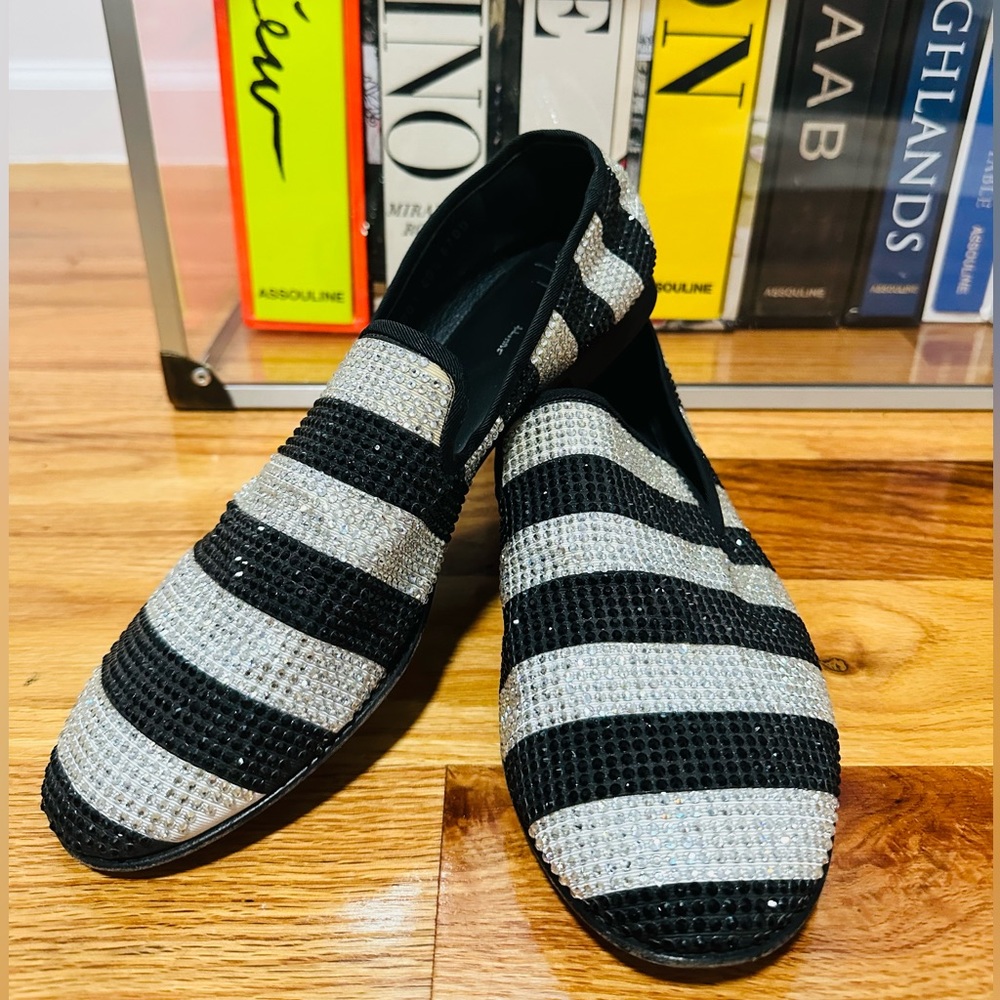Giuseppe Zanotti Black and White Crystal Loafer